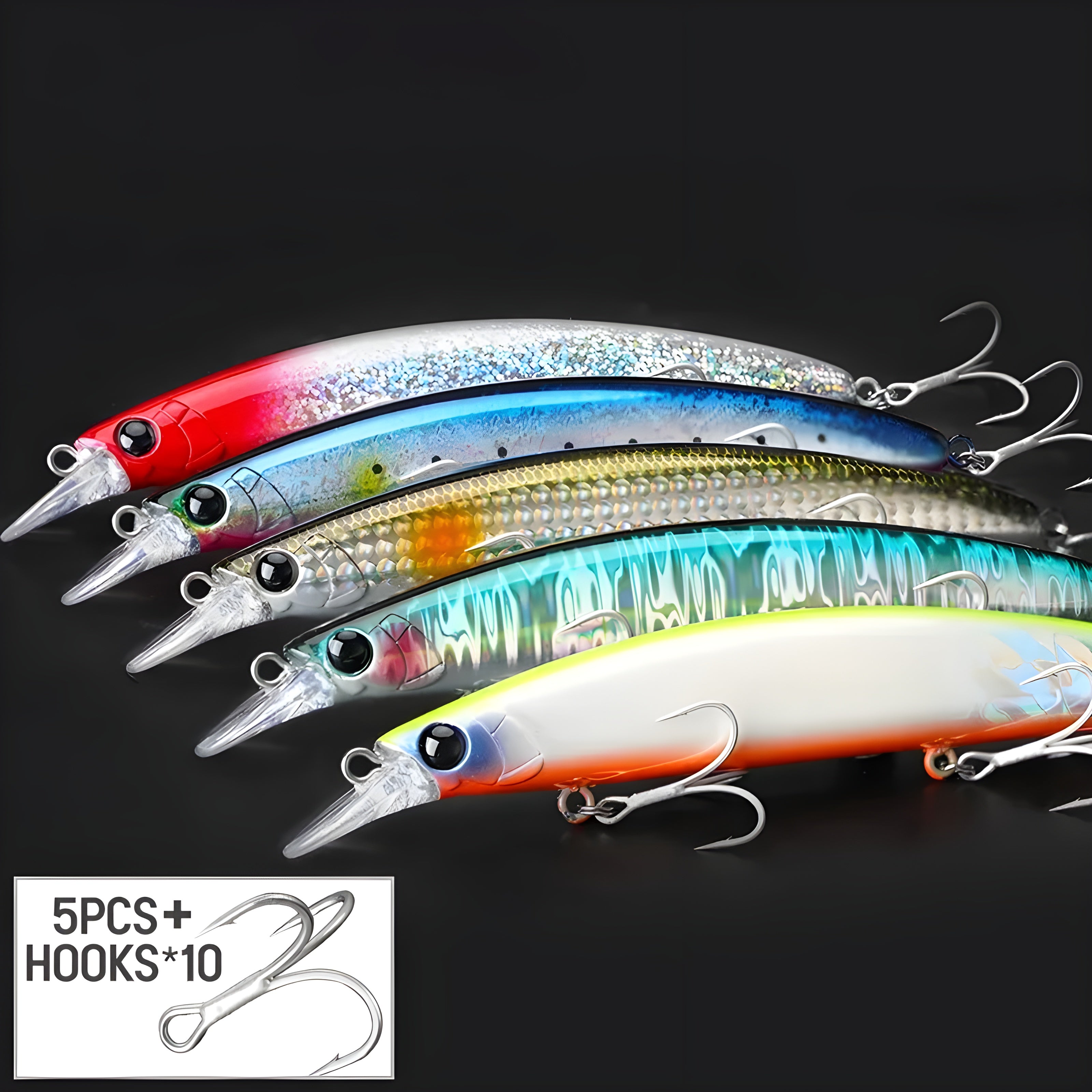 TSURINOYA TWINKLE 130F Minnow Crankbait 5pcs Set