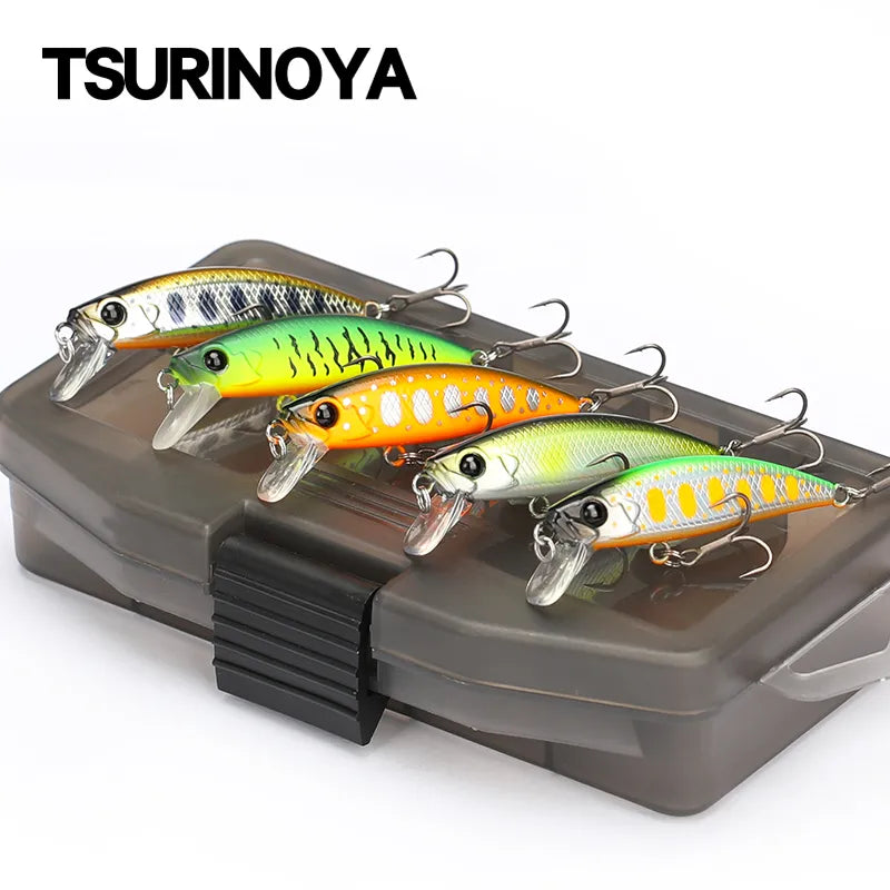 TSURINOYA Intruder 51S Sinking Minnow 5pcs With Lure Box 46mm 5g Ajing