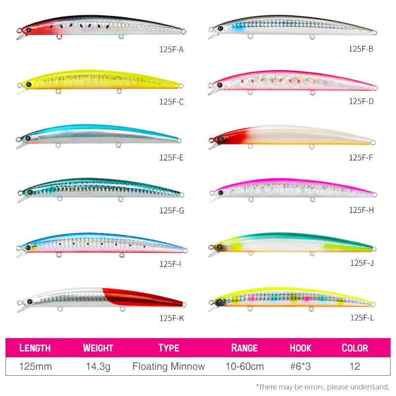 TSURINOYA Slim Minnow Sea 125F 125mm 14.3g Hard Baits