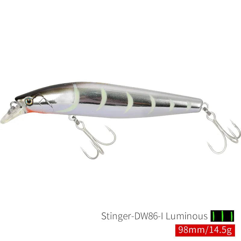 TSURINOYA 98SP Suspending Minnow Fishing Lure Stinger 98mm 14.5g Ultra Long Casting Saltwater Jerkbait Artificial Hard Bait Pike