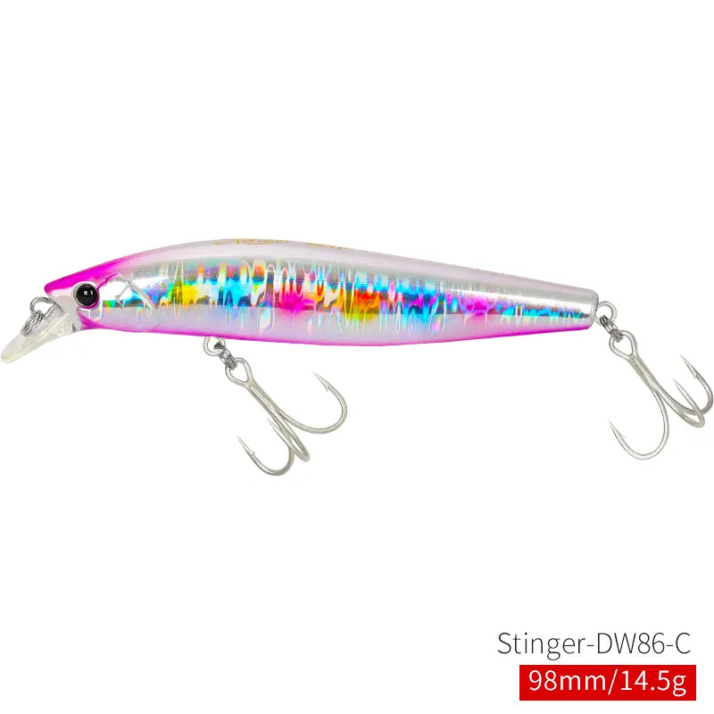 TSURINOYA 98SP Suspending Minnow Fishing Lure Stinger 98mm 14.5g Ultra Long Casting Saltwater Jerkbait Artificial Hard Bait Pike