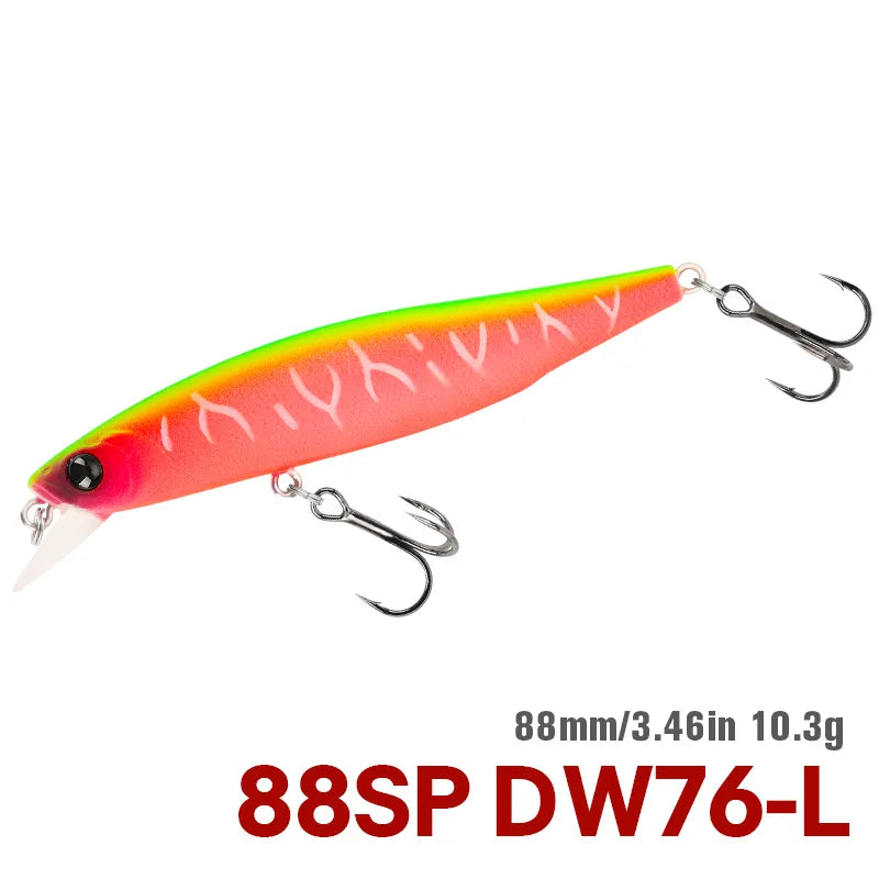 TSURINOYA 88mm 10.3g 88SP Suspending Minnow DW76 Long Casting Fishing Lure Pike Bass Jerkbait Tackle Artificial Hard Lure