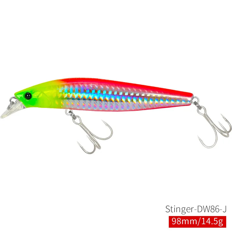 TSURINOYA 98SP Suspending Minnow Fishing Lure Stinger 98mm 14.5g Ultra Long Casting Saltwater Jerkbait Artificial Hard Bait Pike