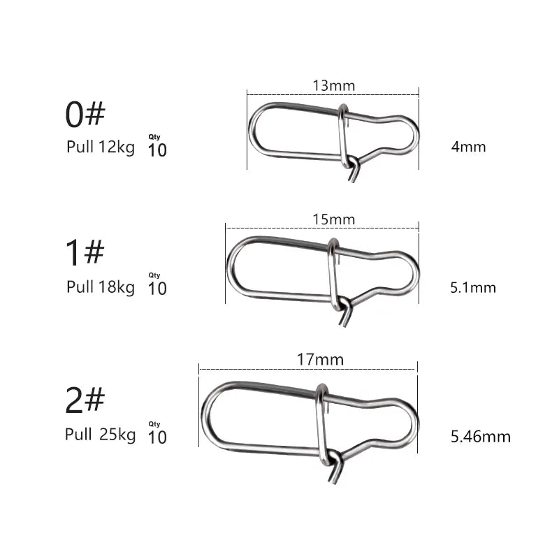 TSURINOYA Stainless Steel Snap Fishhook 100pcs