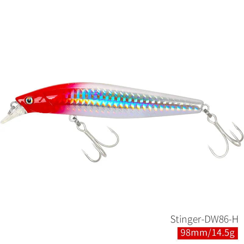 TSURINOYA 98SP Suspending Minnow Fishing Lure Stinger 98mm 14.5g Ultra Long Casting Saltwater Jerkbait Artificial Hard Bait Pike