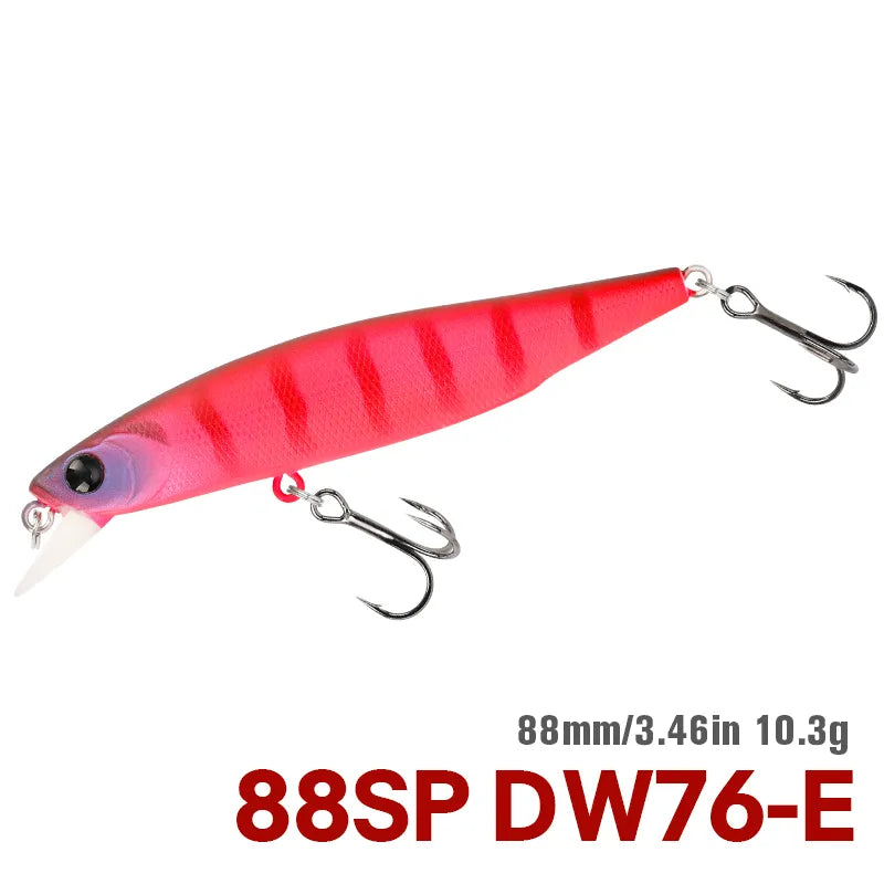 TSURINOYA 88mm 10.3g 88SP Suspending Minnow DW76 Long Casting Fishing Lure Pike Bass Jerkbait Tackle Artificial Hard Lure