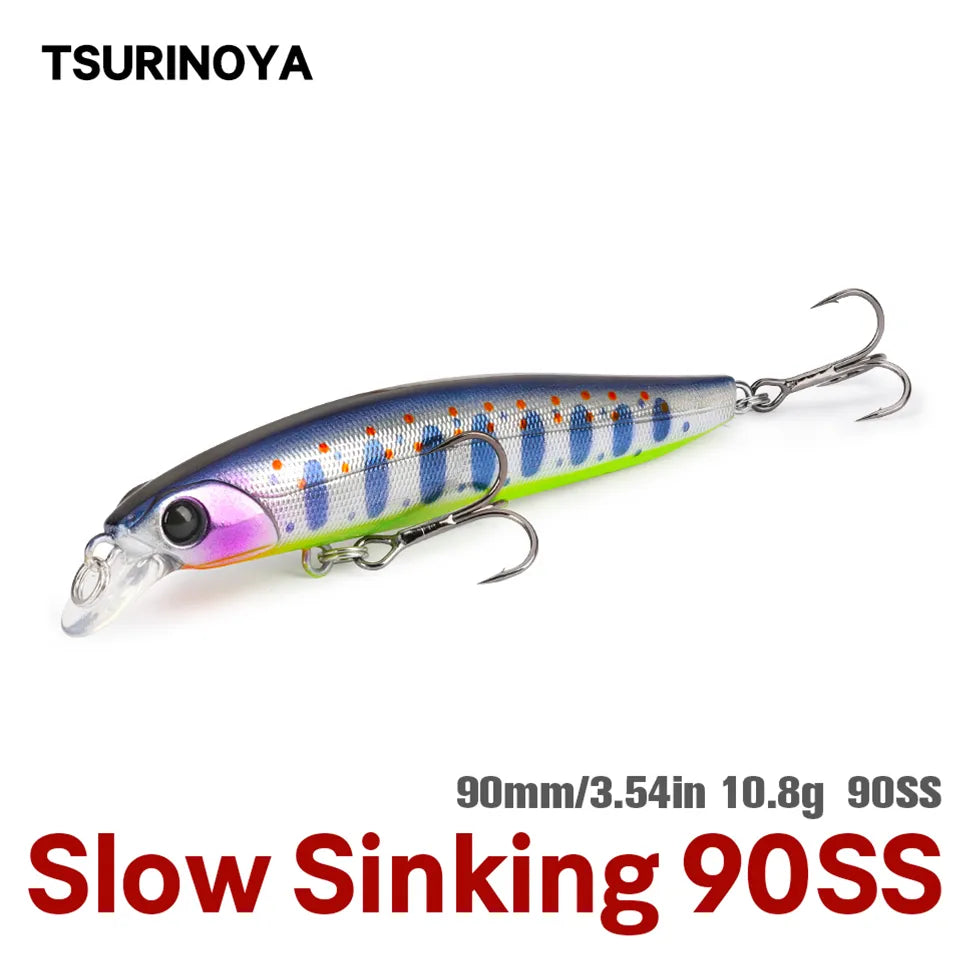 TSURINOYA 90SS Shallow Range Slow Sinking Minnow 90mm 10.8g DW103 Hard Bait