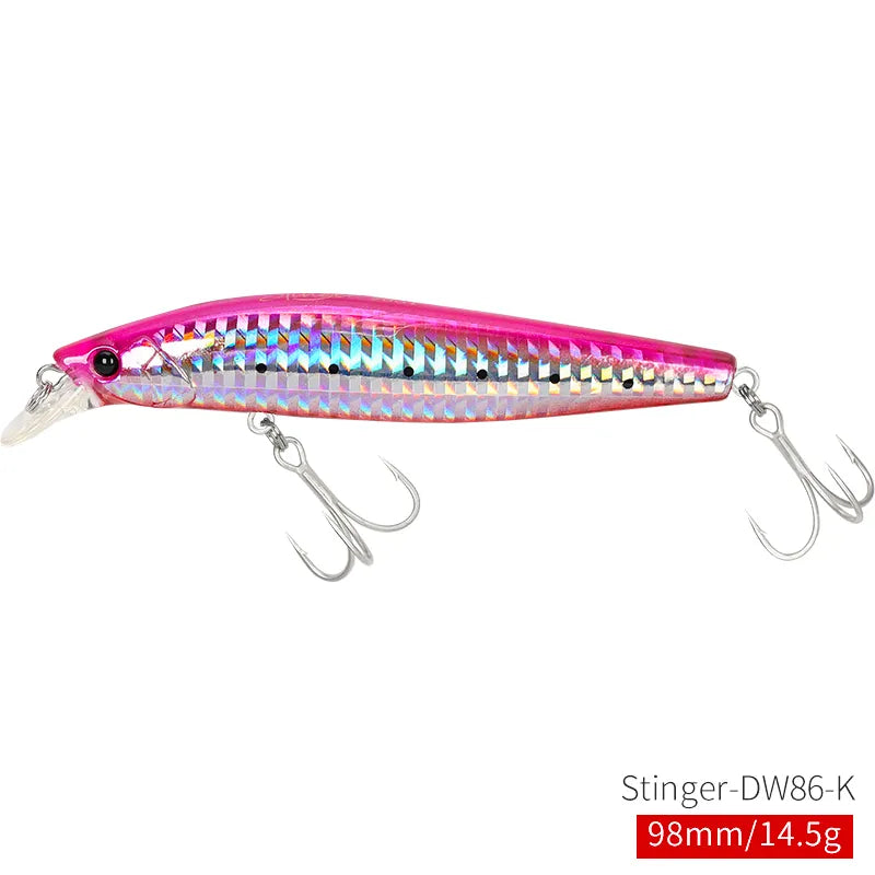 TSURINOYA 98SP Suspending Minnow Fishing Lure Stinger 98mm 14.5g Ultra Long Casting Saltwater Jerkbait Artificial Hard Bait Pike