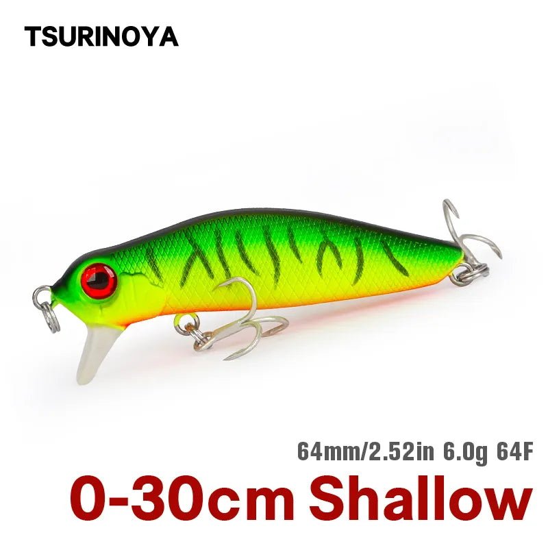 TSURINOYA 64F Dead Floating Minnow DW71 64mm 6g Hard Baits