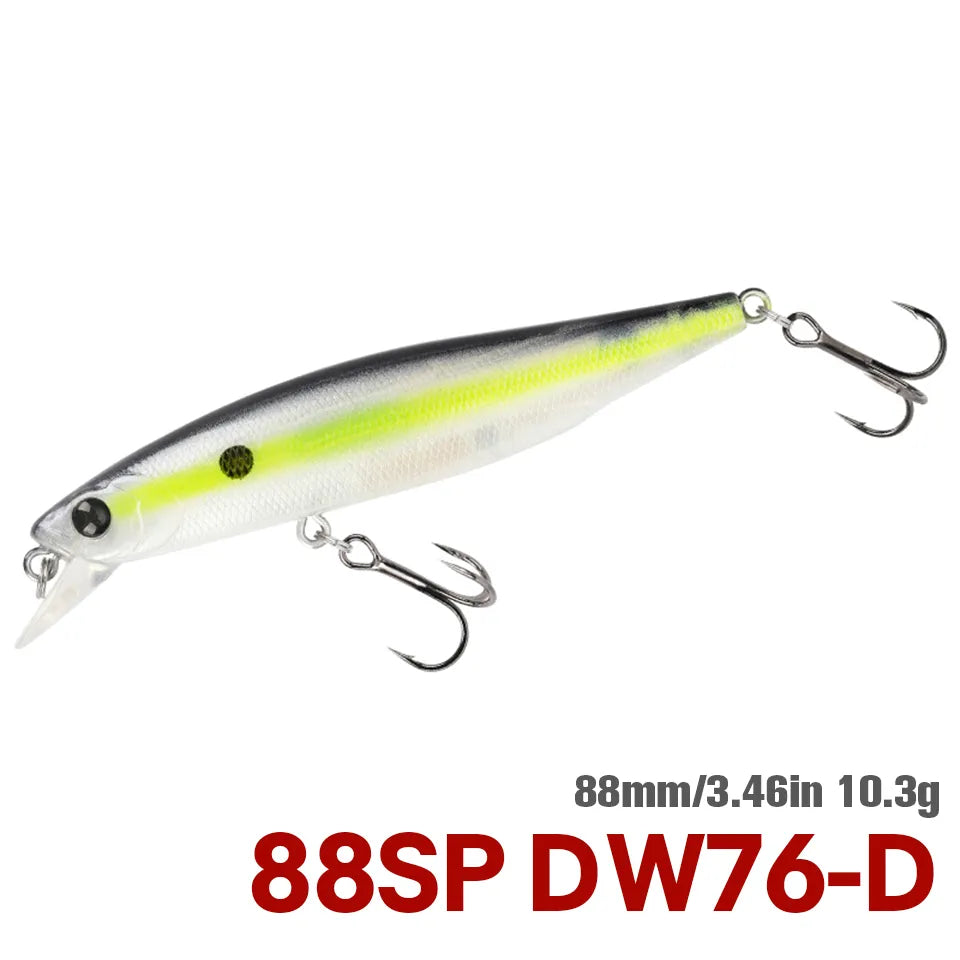 TSURINOYA 88mm 10.3g 88SP Suspending Minnow DW76 Long Casting Fishing Lure Pike Bass Jerkbait Tackle Artificial Hard Lure