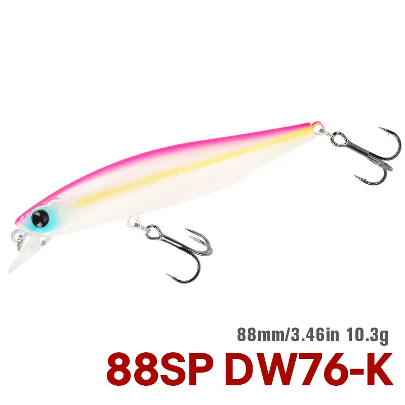 TSURINOYA 88mm 10.3g 88SP Suspending Minnow DW76 Long Casting Fishing Lure Pike Bass Jerkbait Tackle Artificial Hard Lure