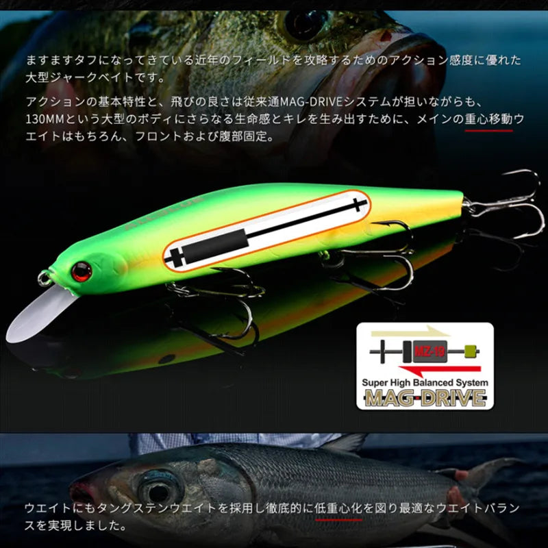 ALLBLUE VULCAN 130SP Silent Wobbler Fishing Lure 26.5g 133mm Tungsten Magnetic System Suspend Minnow Pike Bait 4# Hook Tackle