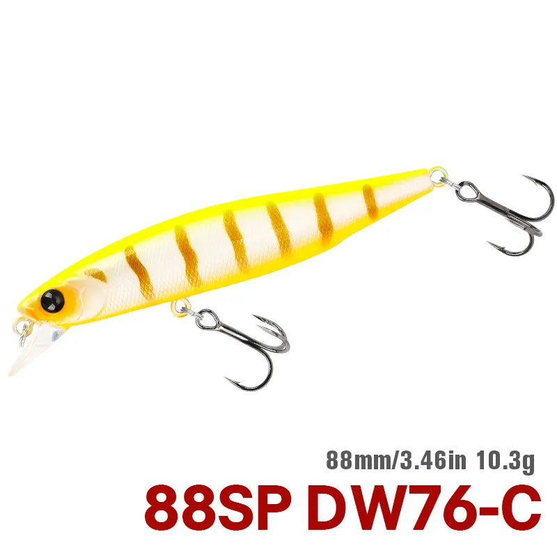 TSURINOYA 88mm 10.3g 88SP Suspending Minnow DW76 Long Casting Fishing Lure Pike Bass Jerkbait Tackle Artificial Hard Lure