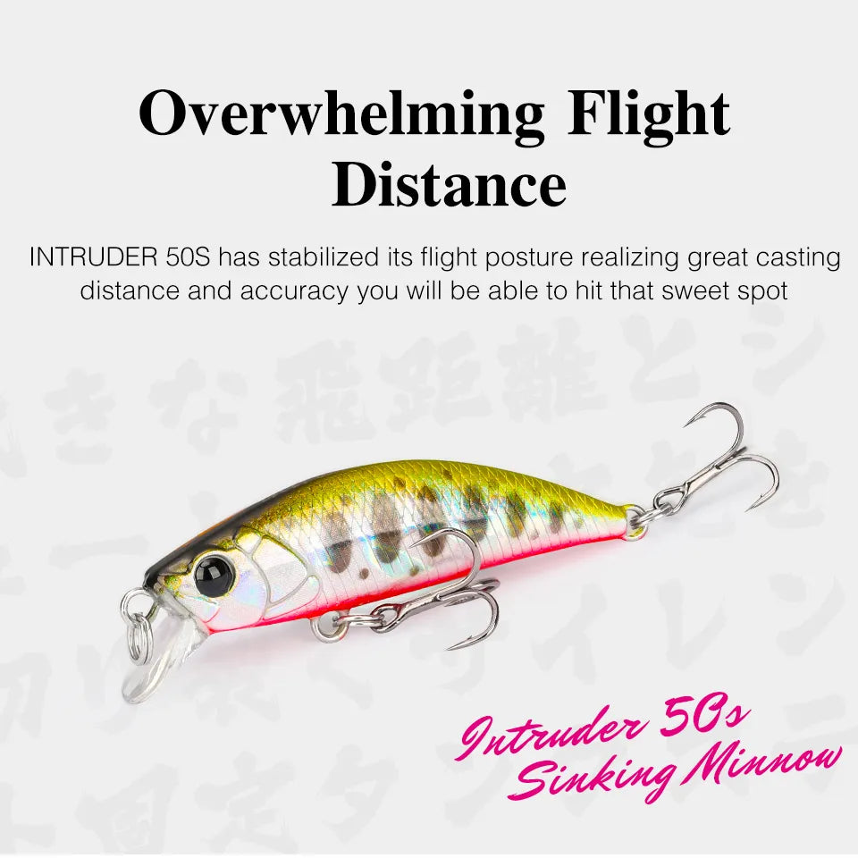 TSURINOYA 50S River Fishing Sinking Stick Bait Minnow Intruder 50mm 5g Hard Baits