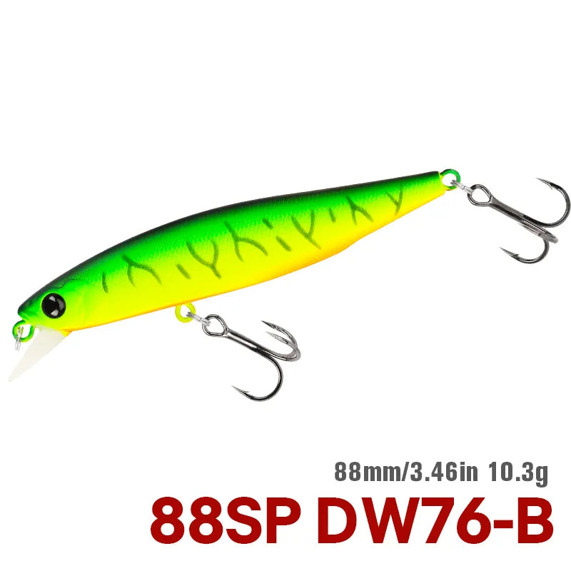 TSURINOYA 88mm 10.3g 88SP Suspending Minnow DW76 Long Casting Fishing Lure Pike Bass Jerkbait Tackle Artificial Hard Lure