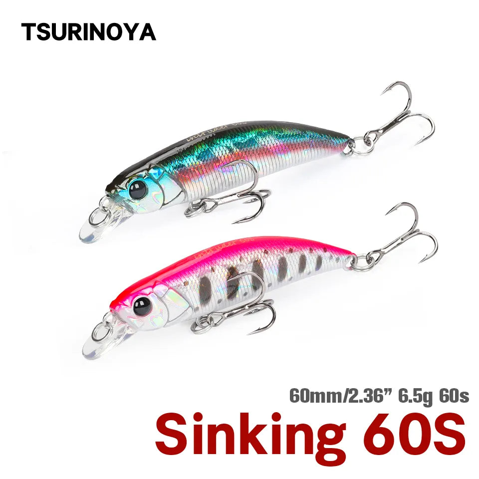 TSURINOYA 60S Sinking Minnow INTRUDER 60mm 6.5g Hard Baits