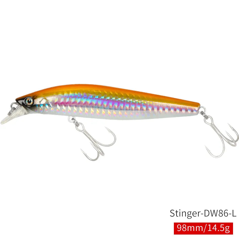 TSURINOYA 98SP Suspending Minnow Fishing Lure Stinger 98mm 14.5g Ultra Long Casting Saltwater Jerkbait Artificial Hard Bait Pike