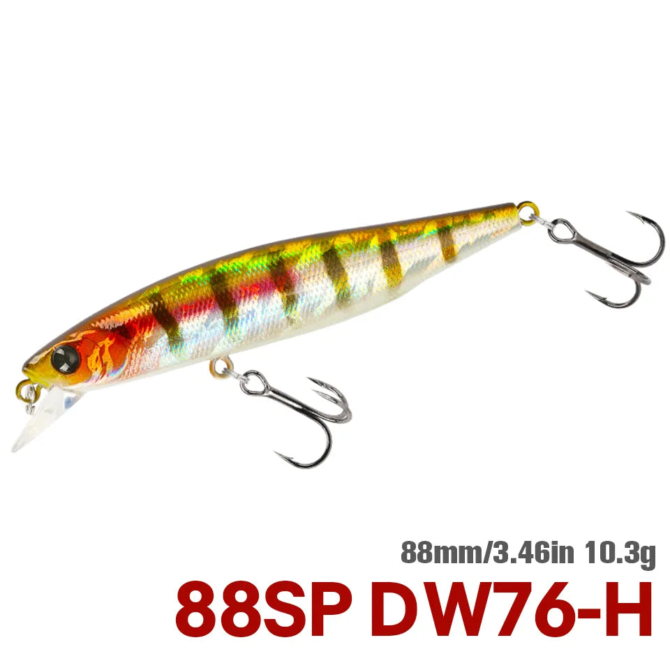 TSURINOYA 88mm 10.3g 88SP Suspending Minnow DW76 Long Casting Fishing Lure Pike Bass Jerkbait Tackle Artificial Hard Lure