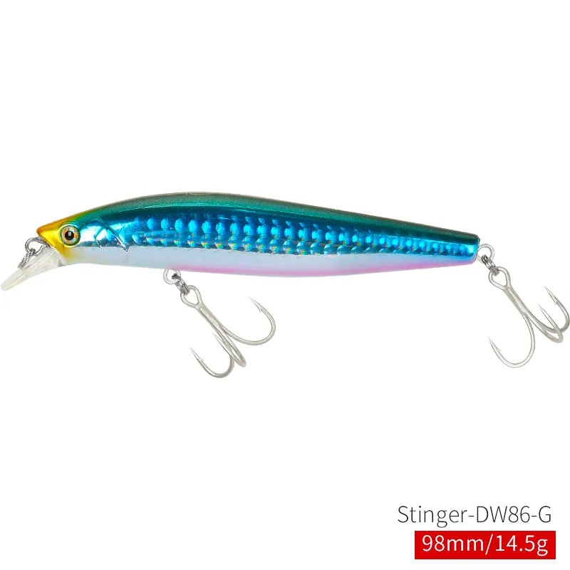 TSURINOYA 98SP Suspending Minnow Fishing Lure Stinger 98mm 14.5g Ultra Long Casting Saltwater Jerkbait Artificial Hard Bait Pike