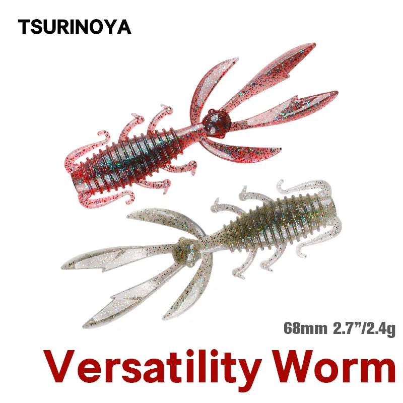 TSURINOYA 2.7in 20pcs PIONEER 68mm 2.4g Soft Worm Ajing