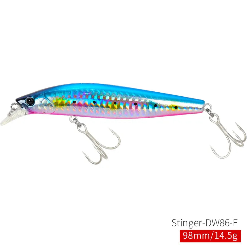 TSURINOYA 98SP Suspending Minnow Fishing Lure Stinger 98mm 14.5g Ultra Long Casting Saltwater Jerkbait Artificial Hard Bait Pike