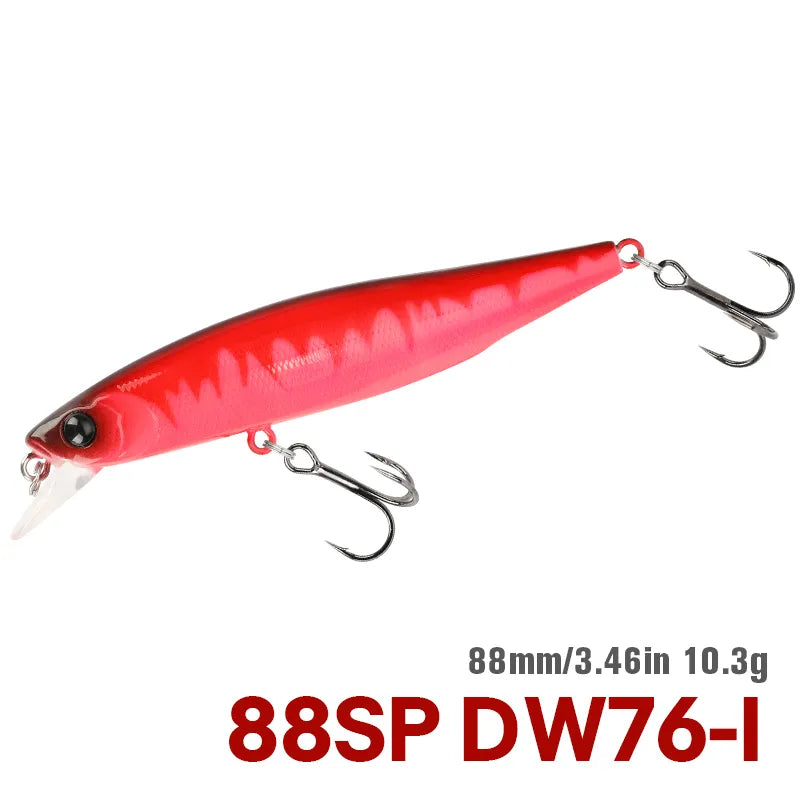 TSURINOYA 88mm 10.3g 88SP Suspending Minnow DW76 Long Casting Fishing Lure Pike Bass Jerkbait Tackle Artificial Hard Lure