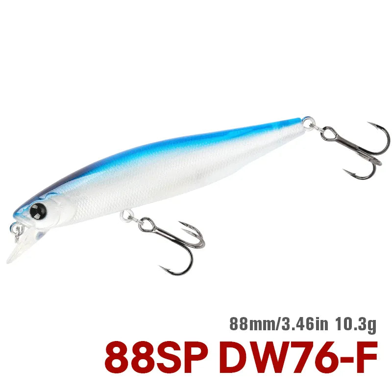 TSURINOYA 88mm 10.3g 88SP Suspending Minnow DW76 Long Casting Fishing Lure Pike Bass Jerkbait Tackle Artificial Hard Lure