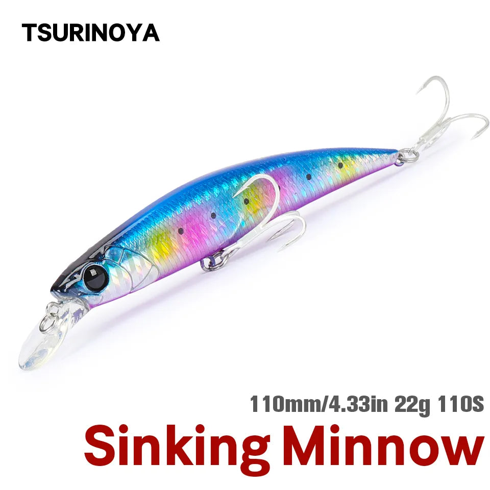 TSURINOYA 110S Sinking Minnow DW77 110mm 22g Hard Bait