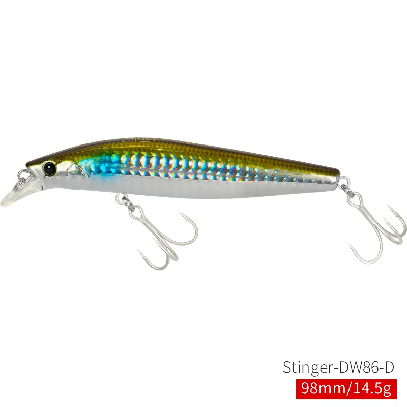 TSURINOYA 98SP Suspending Minnow Fishing Lure Stinger 98mm 14.5g Ultra Long Casting Saltwater Jerkbait Artificial Hard Bait Pike