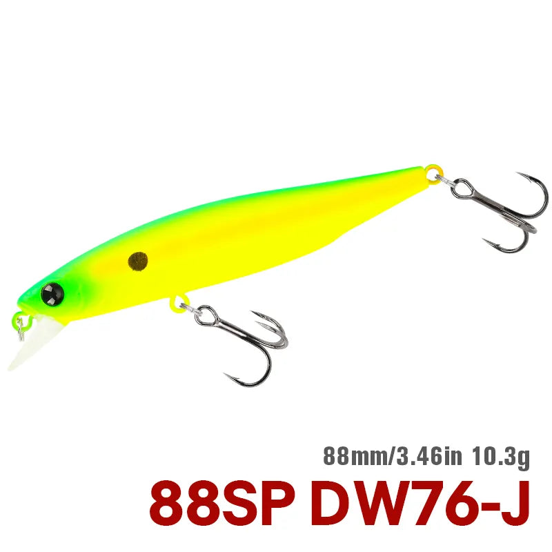 TSURINOYA 88mm 10.3g 88SP Suspending Minnow DW76 Long Casting Fishing Lure Pike Bass Jerkbait Tackle Artificial Hard Lure