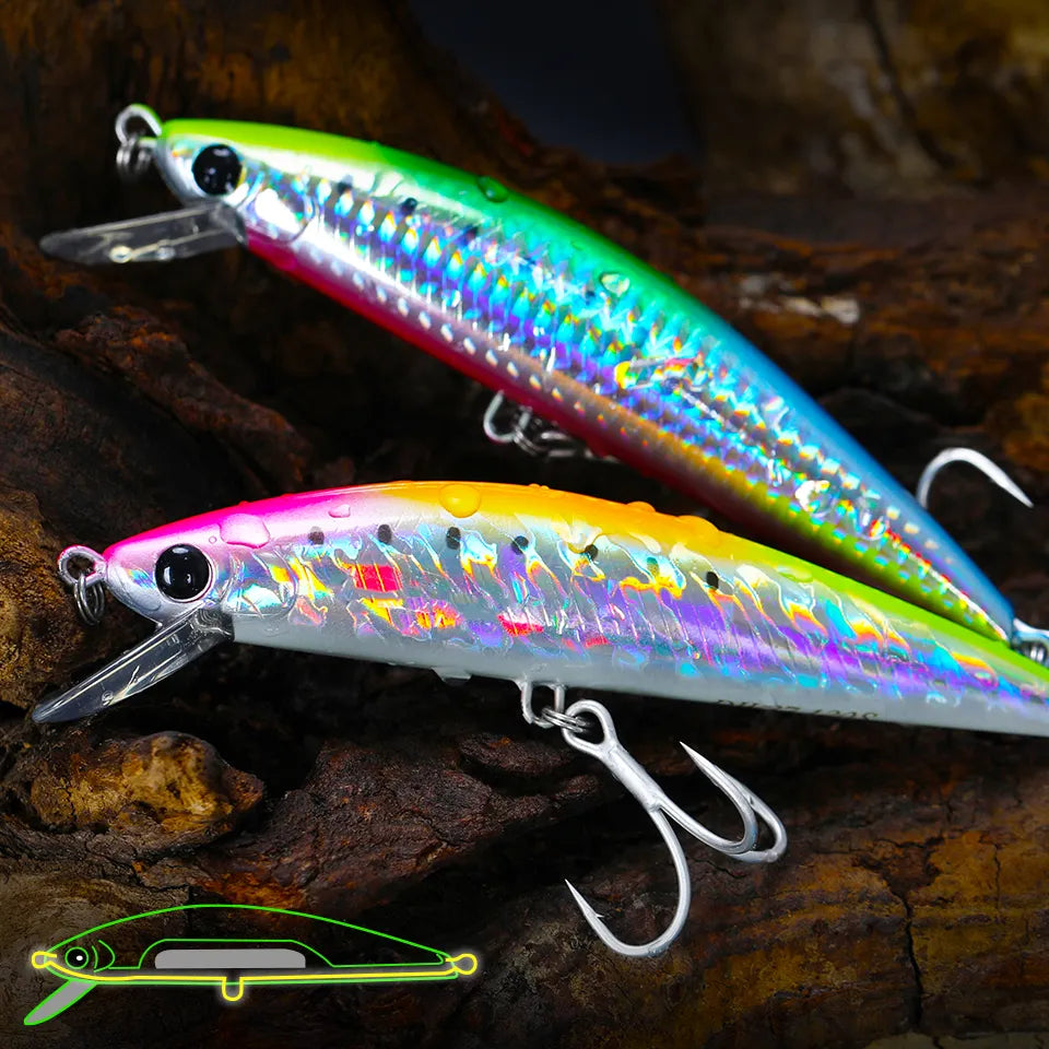 TSURINOYA 120S Sinking Minnow 12cm 40g Inshore Hard Fishing Lure Isca Artificial Minnow Bait Treble Hooks Wobblers