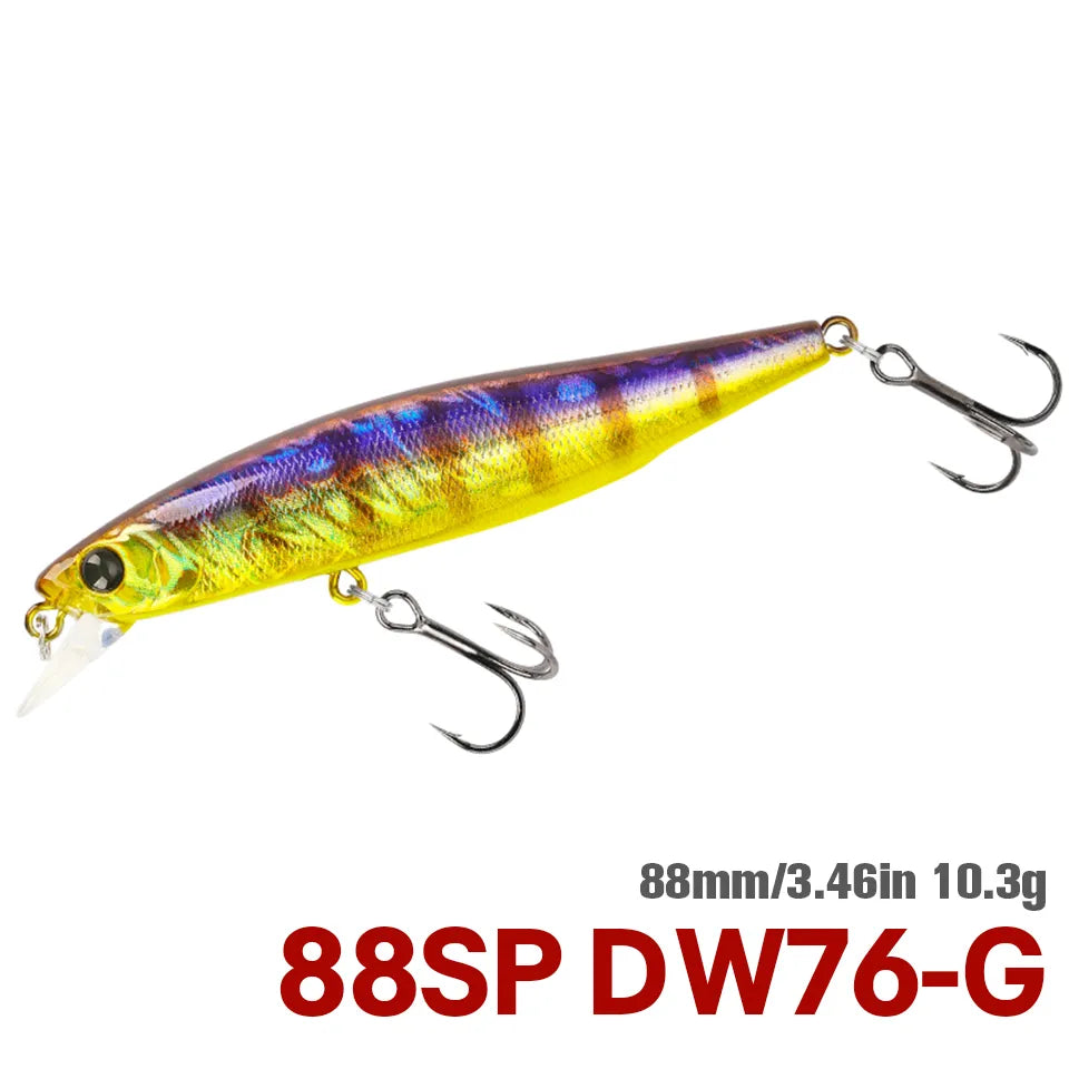 TSURINOYA 88mm 10.3g 88SP Suspending Minnow DW76 Long Casting Fishing Lure Pike Bass Jerkbait Tackle Artificial Hard Lure