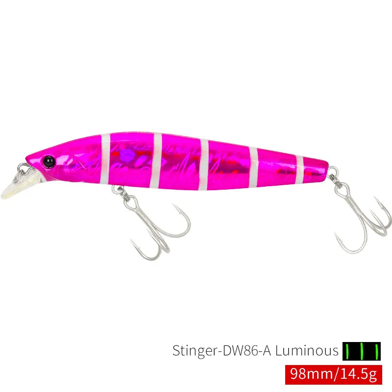 TSURINOYA 98SP Suspending Minnow Fishing Lure Stinger 98mm 14.5g Ultra Long Casting Saltwater Jerkbait Artificial Hard Bait Pike