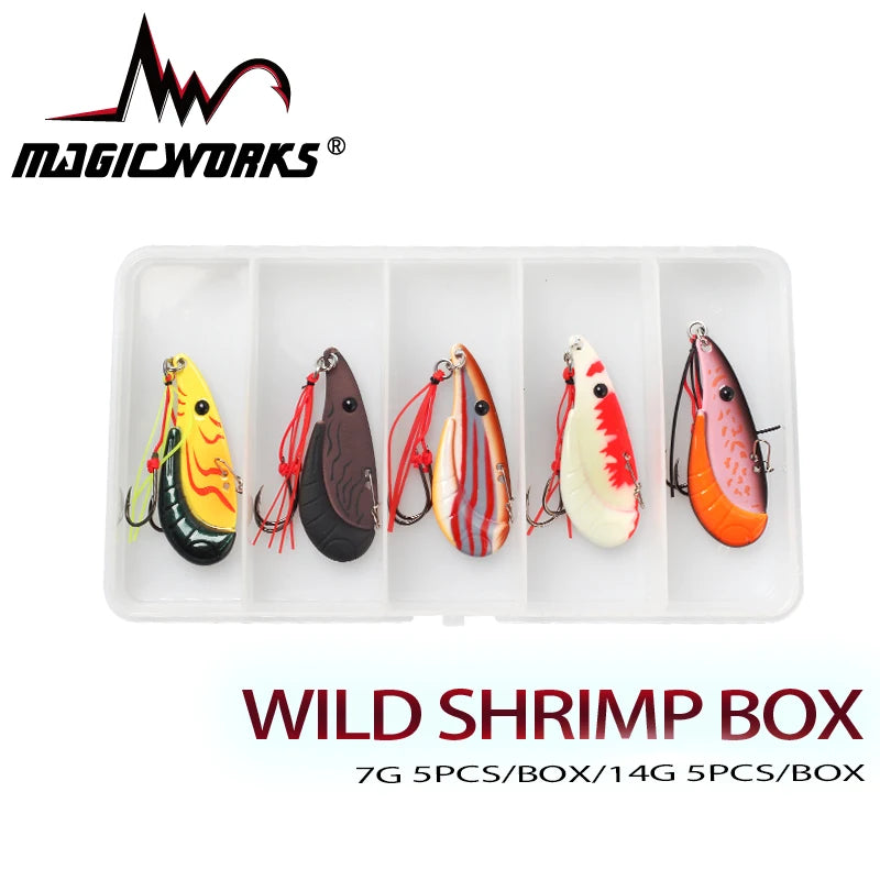 MAGIC WORKS Metal VIB Blade Shrimp 7G 14G 5PCS/Box Sinking Fishing Lure Vibration Baits  Sea Bass Artificial Bait Fishing Tackle