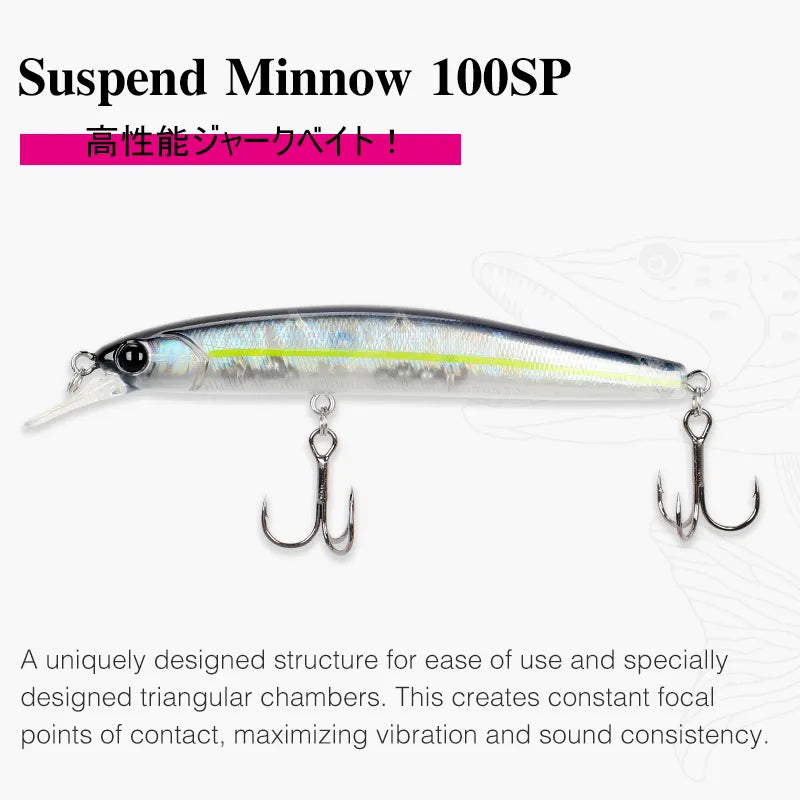 TSURINOYA 100SP Suspending Minnow Fishing Lure DW70 100mm 9.5g Jerkbait Pike Bass Crankbait Wobbler Hard Bait fishing gear