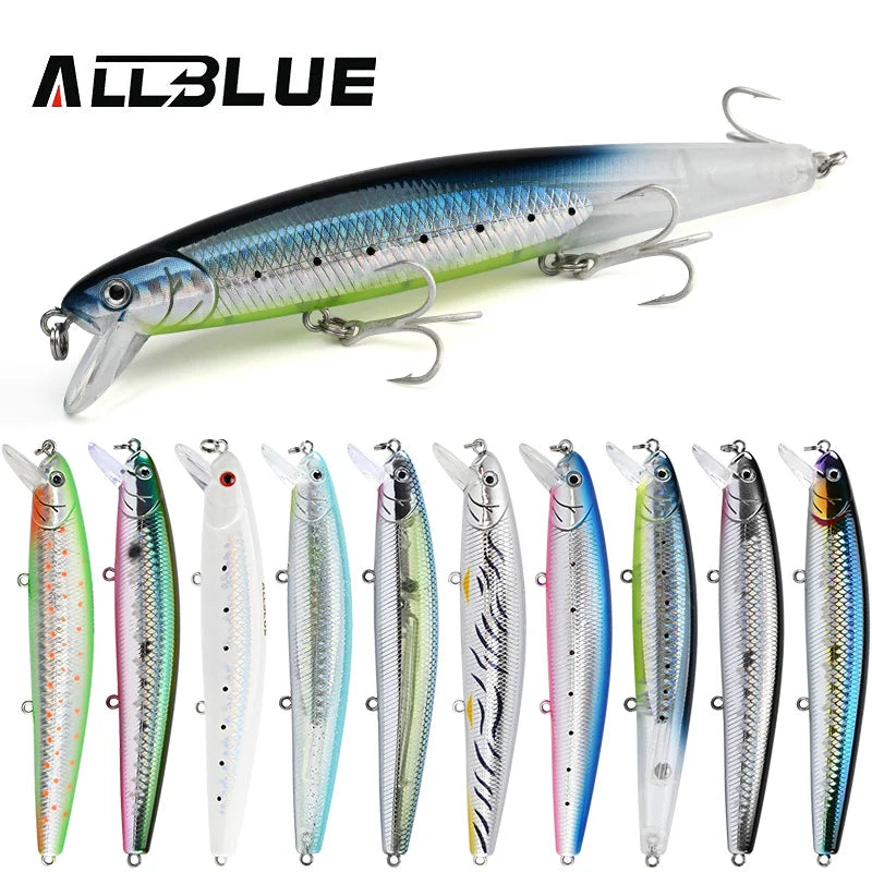 ALLBLUE FlashMinnow 110 Fishing Lure 110mm 17.8g Glow Jerkbait Wobbler Slow Suspending Minnow Plastic Bait Bass Pike Tackle