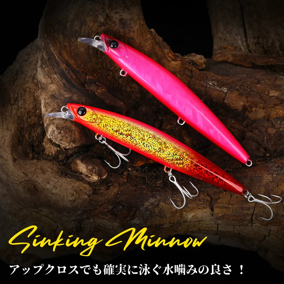 TSURINOYA 135S Long Casting Sinking Minnow 135mm 26.4g Kit 6pcs Free Shipping BAYONET Fishing Seawater Lures Hooks Bass Pike