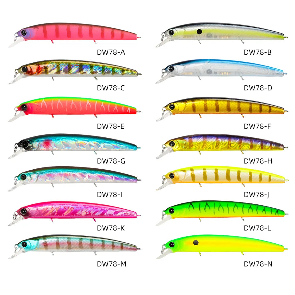 TSURINOYA 92SP Suspending Minnow Lures 92mm 9g Fishing Wobblers 6pcs Set Long Casting Novices Suitable Jerkbait Three 8# Hooks