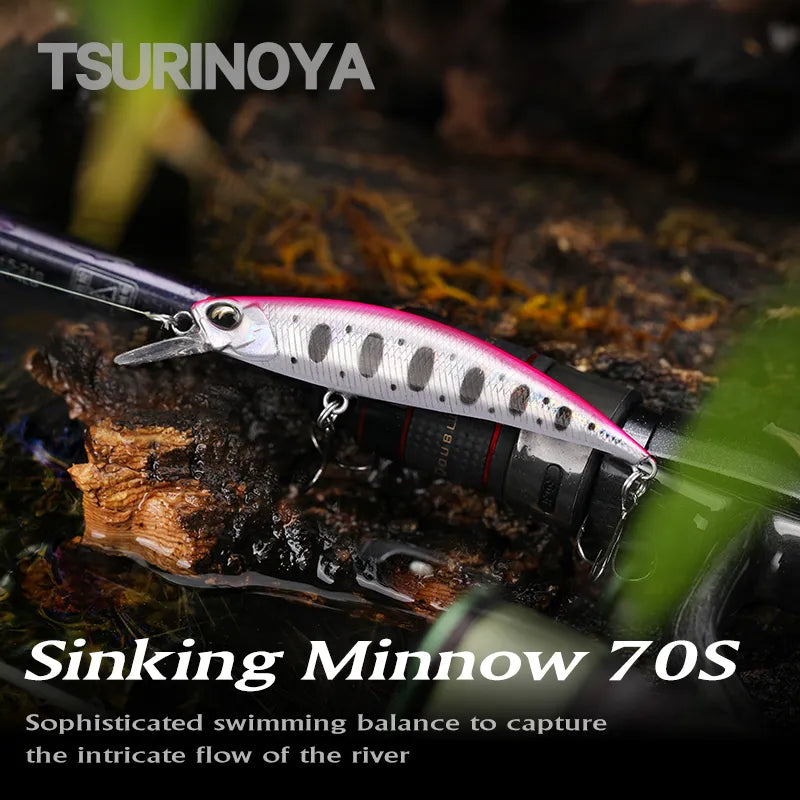 TSURINOYA NEW Sinking Minnow DW75 Jerkbait Wobbler 70S 70mm 8.9g Hard Bait