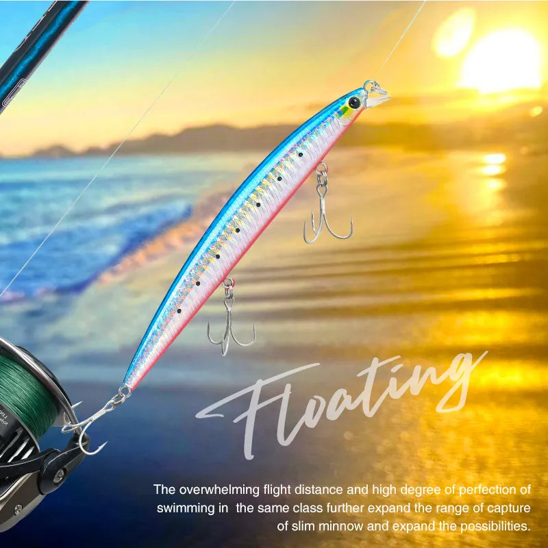 TSURINOYA 125F Slim Minnow Floating DW72 125mm 14.3g Hard Baits