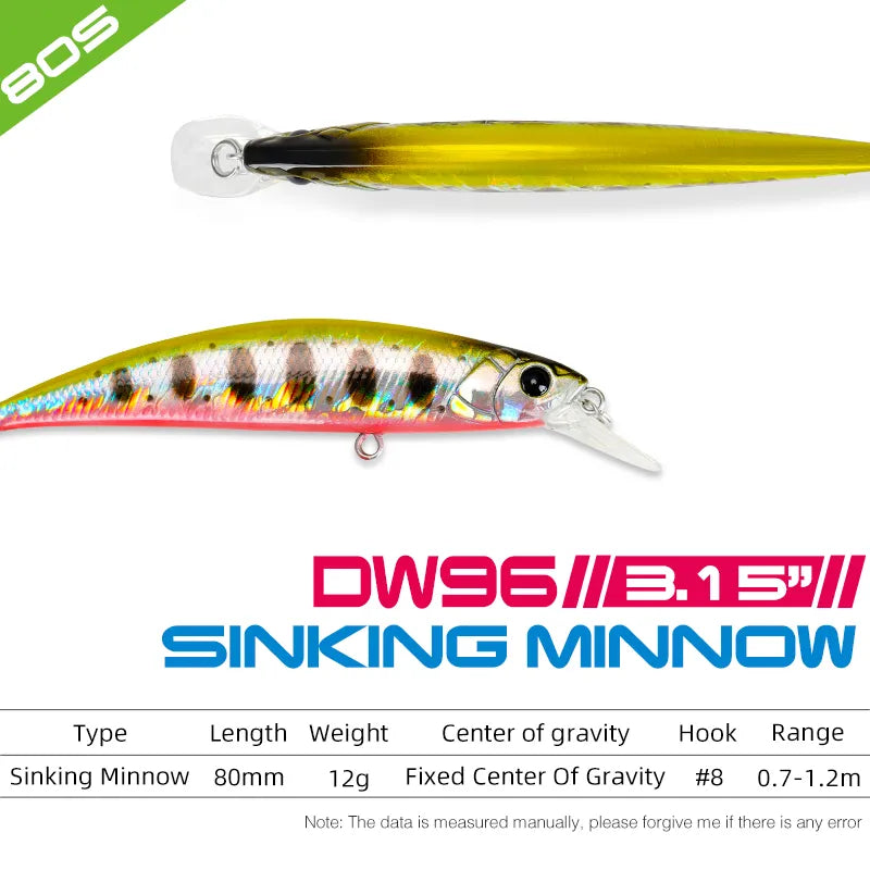 TSURINOYA 80S 12g Sinking Minnow Hard Bait