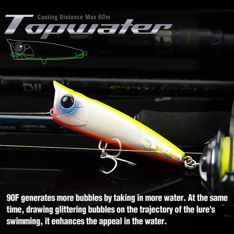 TSURINOYA DASHER 90F Topwater Popper Hard Bait