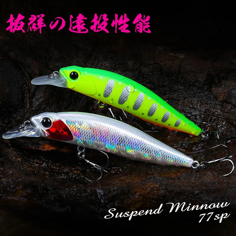 TSURINOYA 77SP 77mm 8.5g Jerkbait 6pcs Fishing Lure Hard Baits Suspending Minnow Set Lure Box Long Casting Pike Fishing Tackle