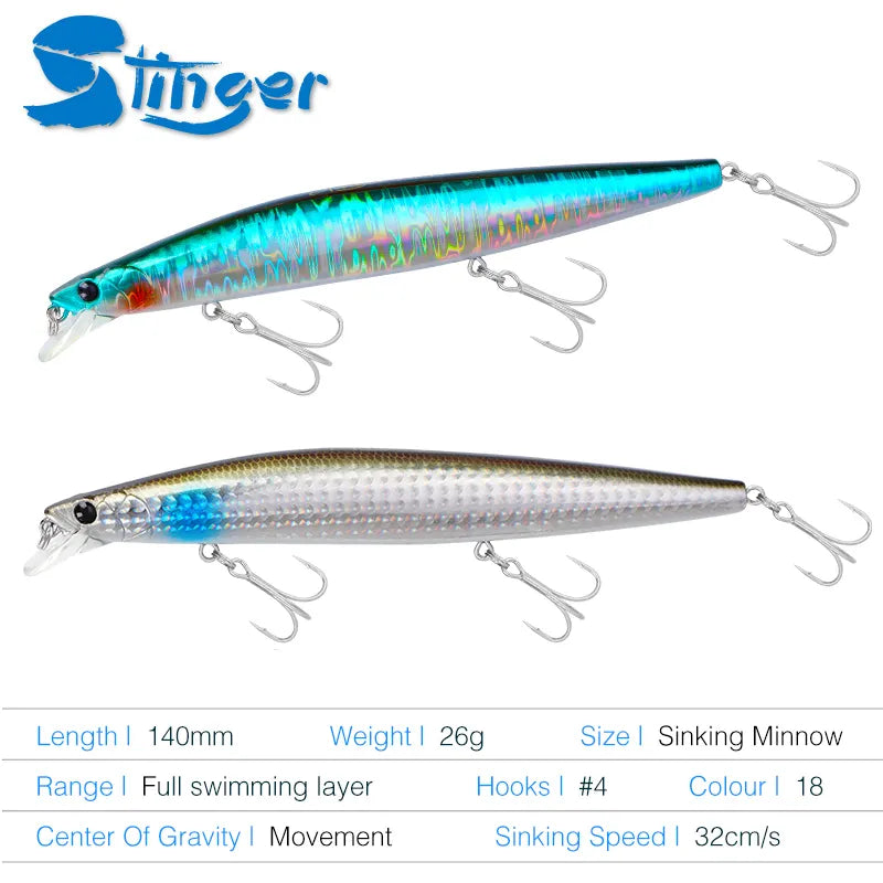 TSURINOYA Stinger 140S Fishing Minnow DW92 140mm 26g Hard Baits