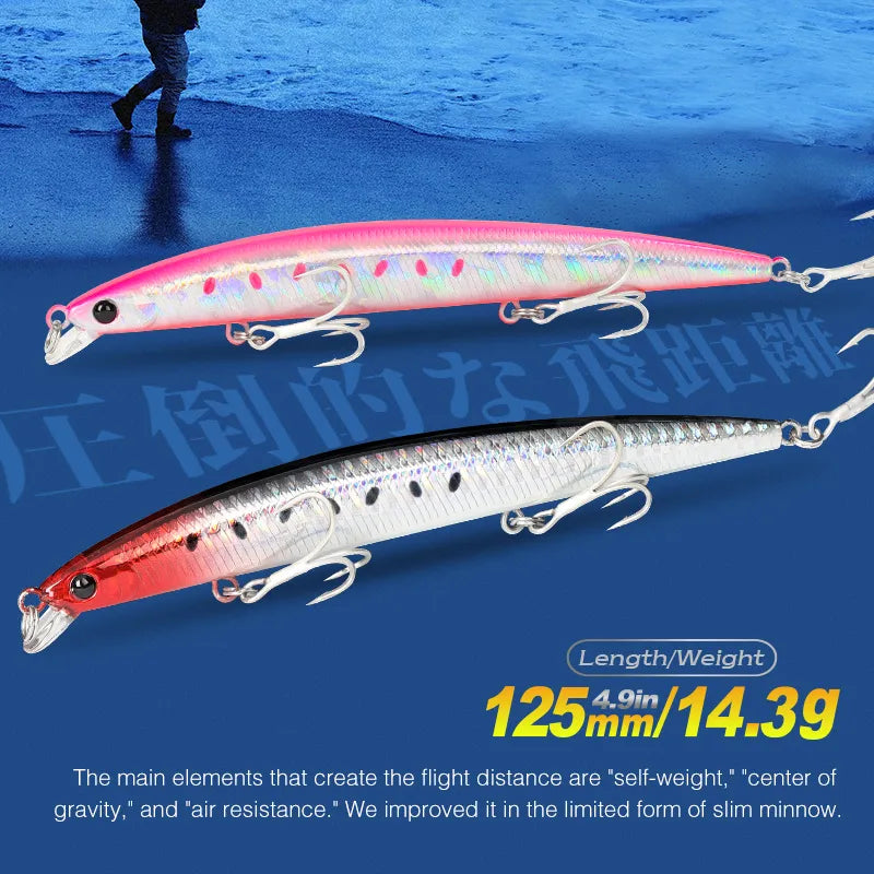 TSURINOYA 125F Slim Minnow Floating DW72 125mm 14.3g Hard Baits