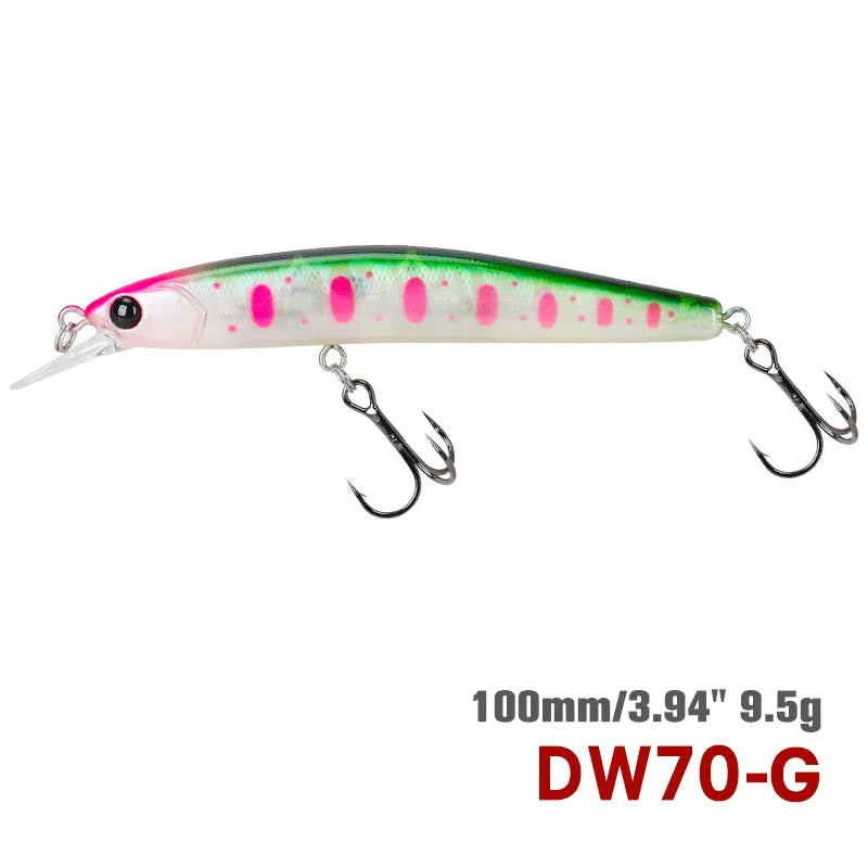 TSURINOYA 100SP Suspending Minnow Fishing Lure DW70 100mm 9.5g Jerkbait Pike Bass Crankbait Wobbler Hard Bait fishing gear