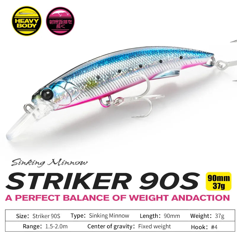 TSURINOYA 90S Heavy Minnow Sinking 3.54in 37g STRIKER Hard Bait