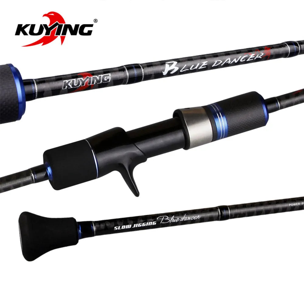 KUYING BLUEDANCER 2.04m Pro Casting Slow Jigging Lure Rod Fishing Pole Cane Carbon FUJI Rotate Helical Ring 1 Section 150-400g