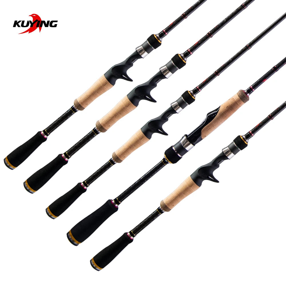 KUYING Conqueror 1.98m 2.0m 2.07m Fast Action Casting Spinning Fishing Lure Rod Carbon Pole 2 Sections Bass Master Hard Soft