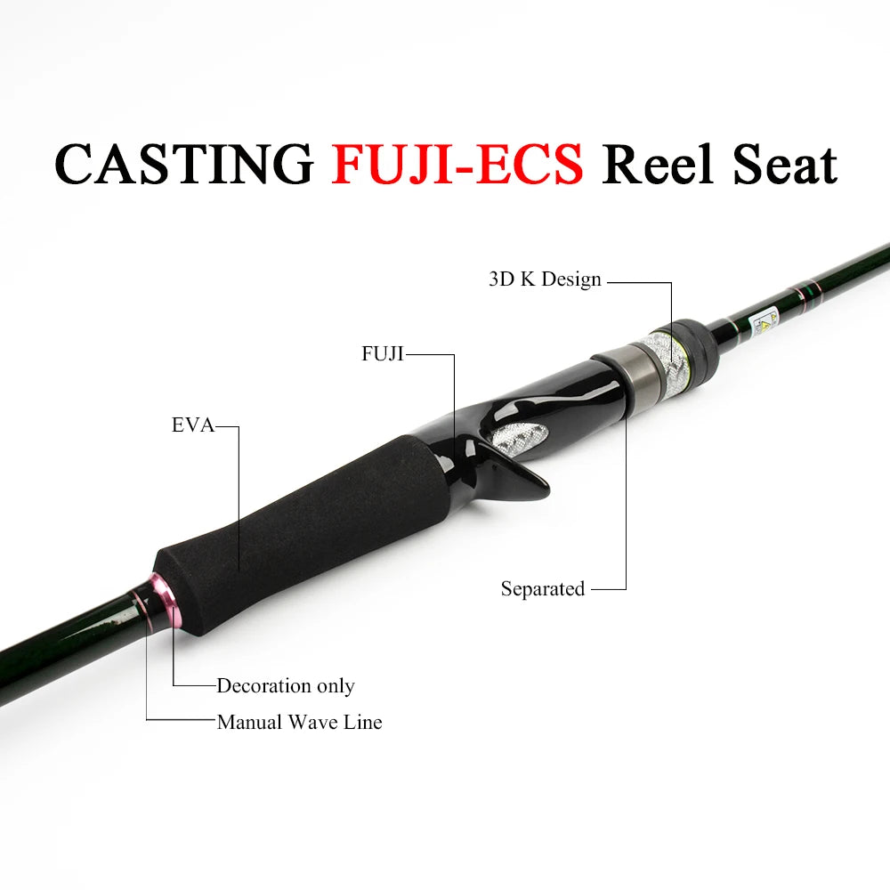 KUYING CULTERGAME 2.28m 2.37m  2.46m 2.49m 2.58m Spinning Casting Fishing Lure Rod Fish Cane Stick Pole Carbon Medium Light Hard